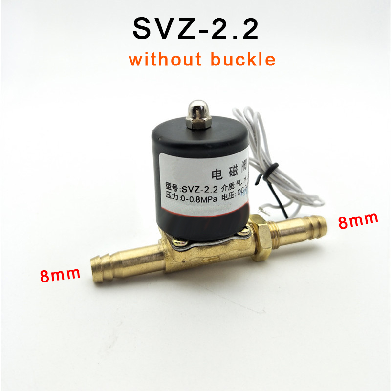 황동 8mm 8mm 커넥터 2 웨이 용접기 솔레노이드 밸브 dc 24 v ac36v ac220v 0-0.8mpa 버클 SVZ-2.2 없음